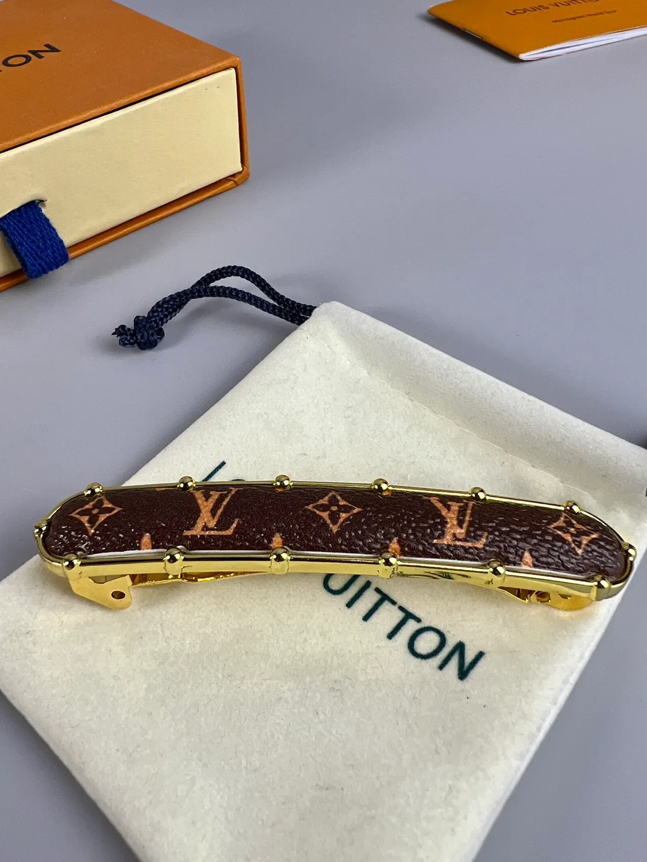 Louis Vuitton Brown Gold Monogram Canvas Riveted Frame Earrings 7