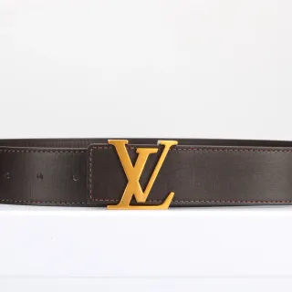 Louis Vuitton Brown Gold Smooth Monogram Buckle Leather Belt