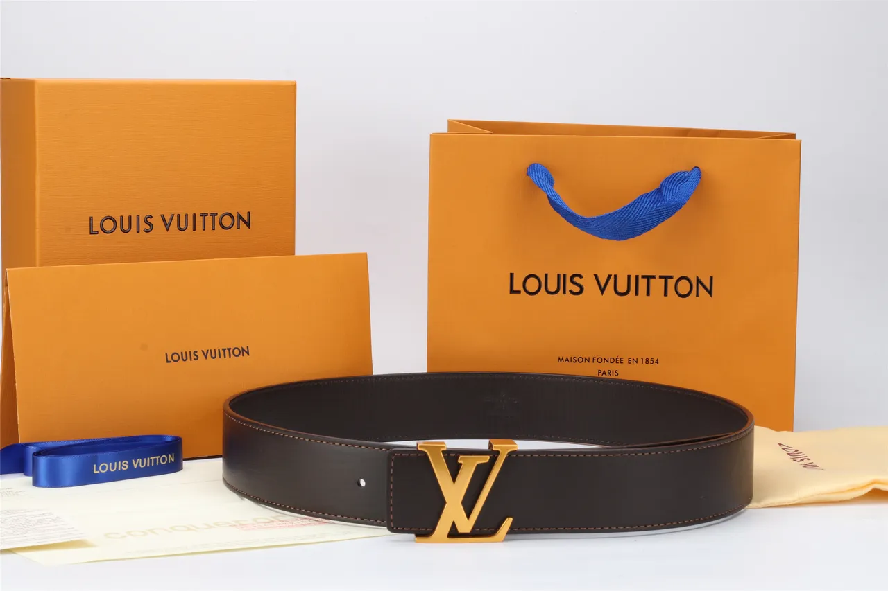 Louis Vuitton marron or lisse monogram boucle cuir ceinture 3