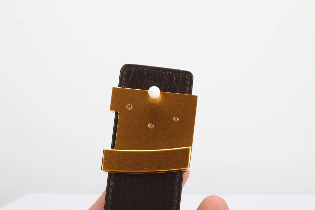 Louis Vuitton marron or lisse monogram boucle cuir ceinture 4