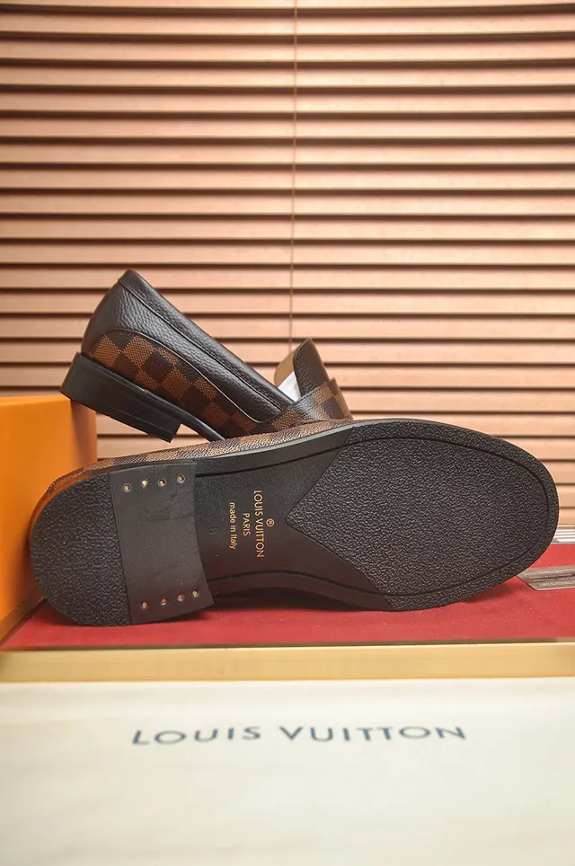 Louis Vuitton Brown Leather and Damier Check Penny Loafers 3