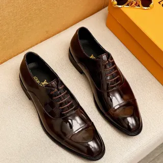 Louis Vuitton Brown Patent Cap-Toe Oxford Shoes