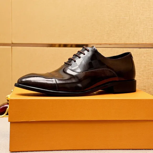 Louis Vuitton Brown Patent Cap-Toe Oxford Shoes 4