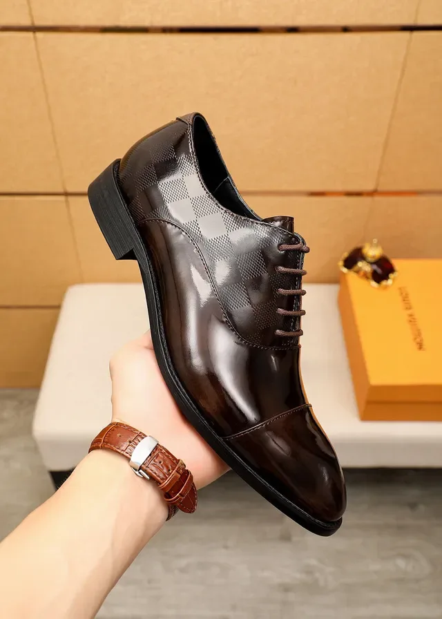 Louis Vuitton Brown Patent Cap-Toe Oxford Shoes 5