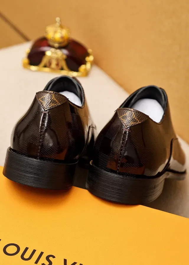 Louis Vuitton Brown Patent Cap-Toe Oxford Shoes 6