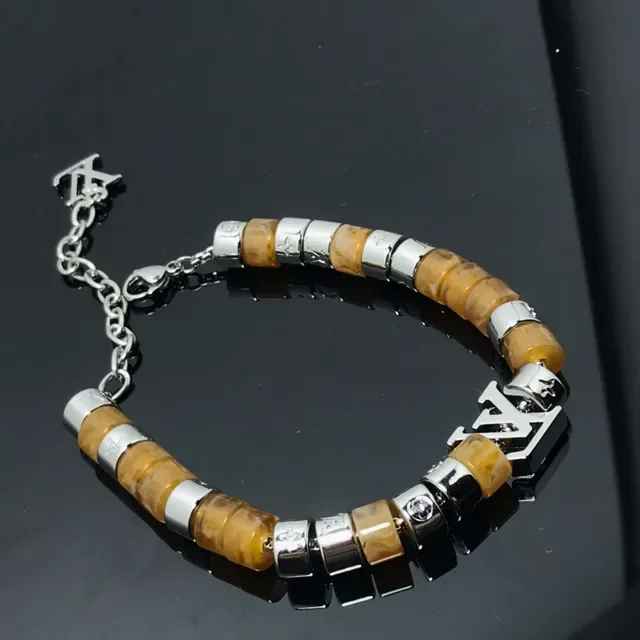 Louis Vuitton Brown Silver Beaded Monogrammed Bracelet 3