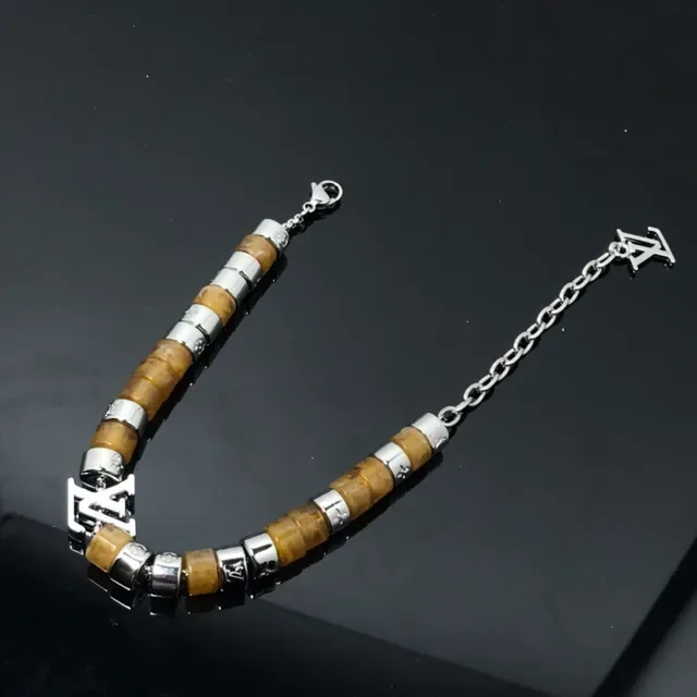 Louis Vuitton Brown Silver Beaded Monogrammed Bracelet 4