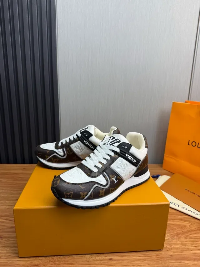 Louis Vuitton Brown White Monogram Canvas Leather Overlays Lifestyle Sneakers 3