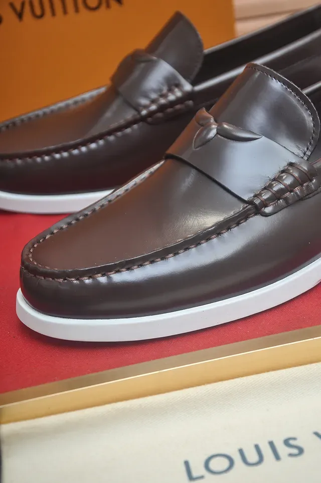 Louis Vuitton Brown White Penny Braided Strap Loafer 2