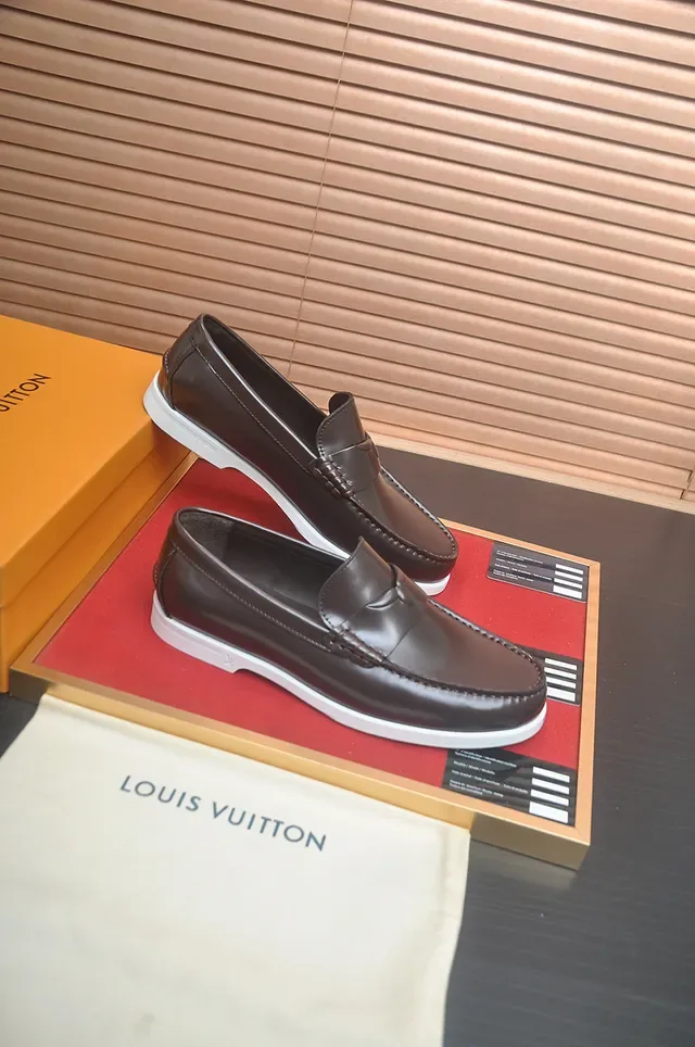 Louis Vuitton Brown White Penny Braided Strap Loafer 4