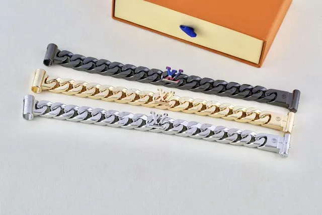 Louis Vuitton pulseira de elos de corrente pulseira de metal tom prateado 2