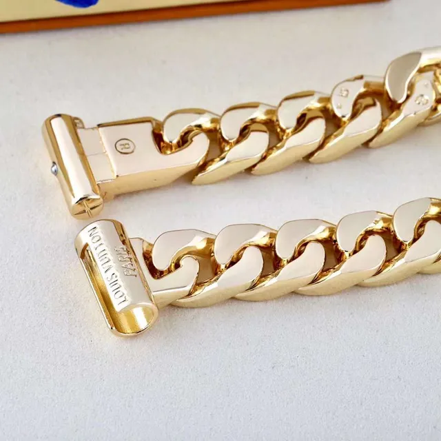 Louis Vuitton pulseira de elos de corrente pulseira de metal tom prateado 4