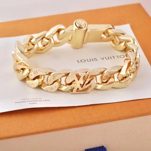 Louis Vuitton pulseira de elos de corrente pulseira de metal tom prateado 5