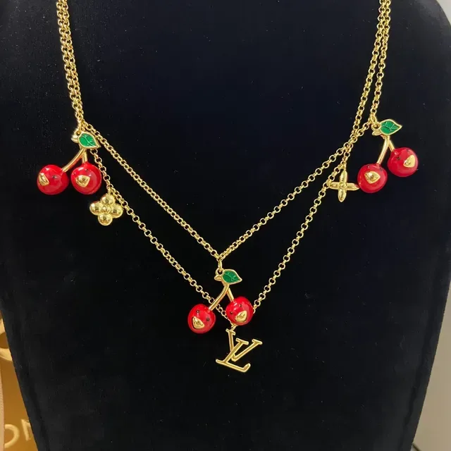 Louis Vuitton Cherry Charm Layered Gold-Tone Necklace 4