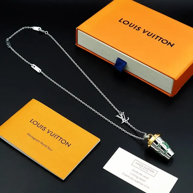 Louis Vuitton Coffee Cup Pendant Silver Gold Chain Lid Necklace 3