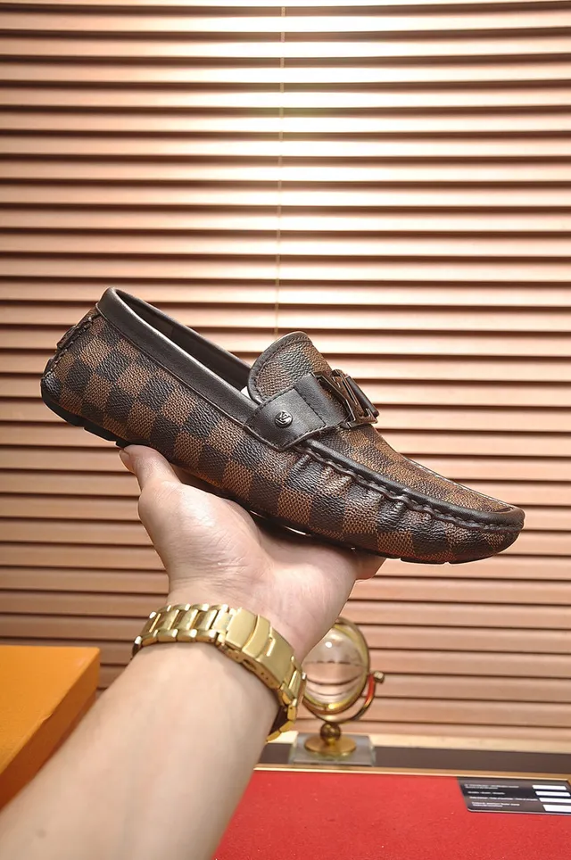 Louis Vuitton Damier Check Leather Strap Loafers 7