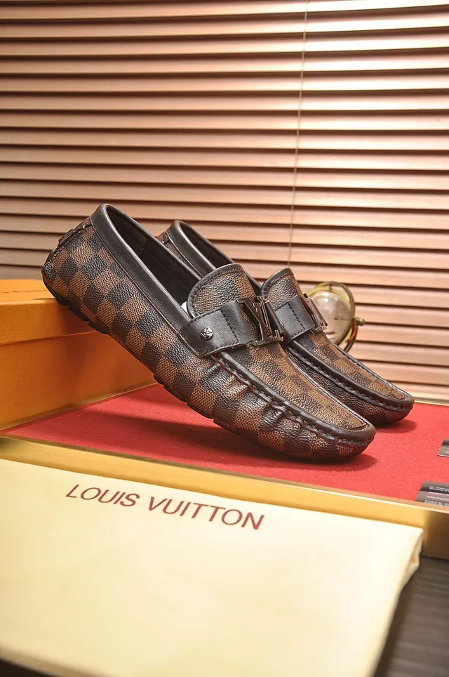 Louis Vuitton Damier Check Leather Strap Loafers 8