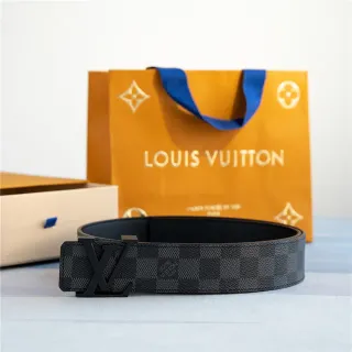 Louis Vuitton Damier Graphite Belt Black Gray Check Pattern Matte LV Monogram Buckle Leather Belt