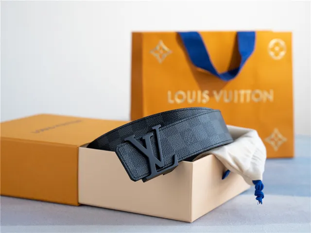 Louis Vuitton Damier Graphite Belt Black Gray Check Pattern Matte LV Monogram Buckle Leather Belt 3