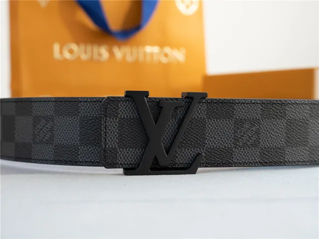 Louis Vuitton Damier Graphite Belt Black Gray Check Pattern Matte LV Monogram Buckle Leather Belt 8
