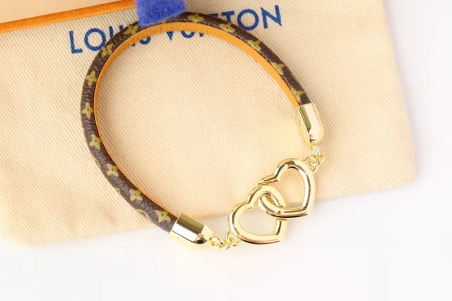 Louis Vuitton Double Heart Braided Monogram Leather Bracelet 5
