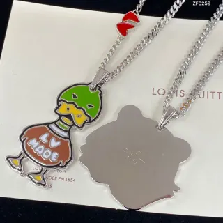 Louis Vuitton Enamel Duck and Bear Silhouette Pendant Necklaces