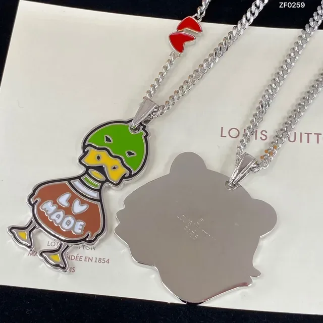 Louis Vuitton Enamel Duck and Bear Silhouette Pendant Necklaces 1