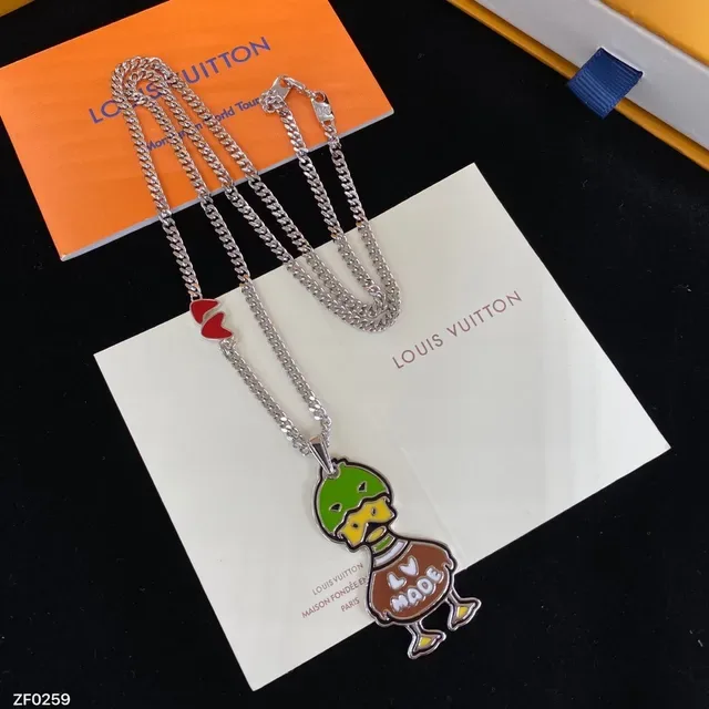 Louis Vuitton Enamel Duck and Bear Silhouette Pendant Necklaces 5