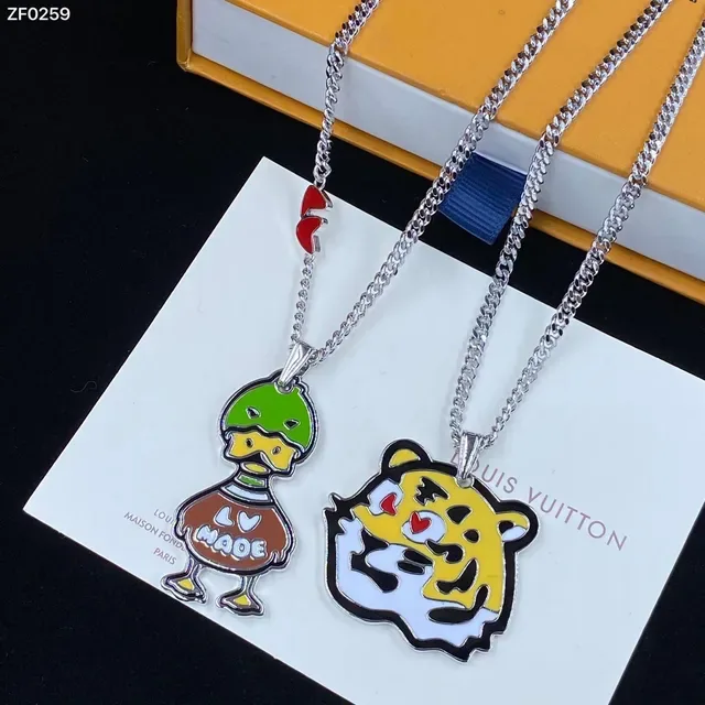 Louis Vuitton Enamel Duck and Bear Silhouette Pendant Necklaces 6