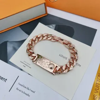 Louis Vuitton Engraved Curb Chain Rose Gold Bracelet
