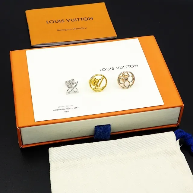 Louis Vuitton Floral and Monogram Stud Earrings 3