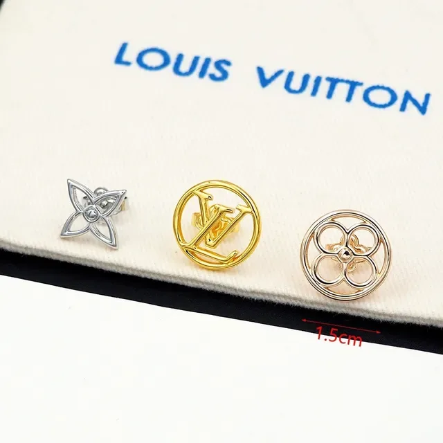 Louis Vuitton Floral and Monogram Stud Earrings 4