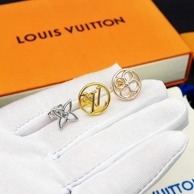 Louis Vuitton Floral and Monogram Stud Earrings 6