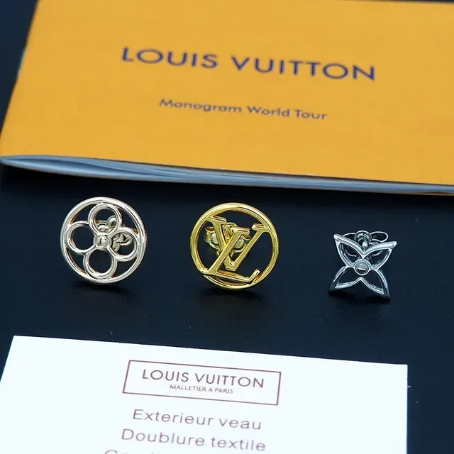Louis Vuitton Floral and Monogram Stud Earrings 7