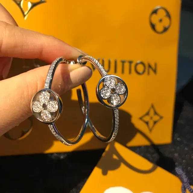 Louis Vuitton Floral Pavé Hoop Earrings 2