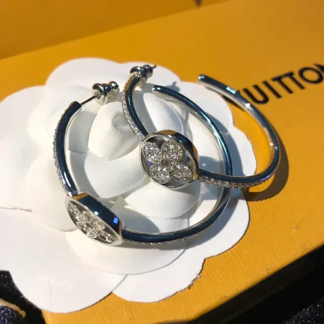 Louis Vuitton Floral Pavé Hoop Earrings 3