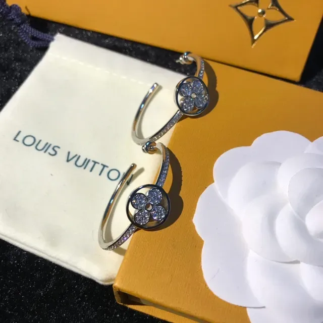 Louis Vuitton Floral Pavé Hoop Earrings 5