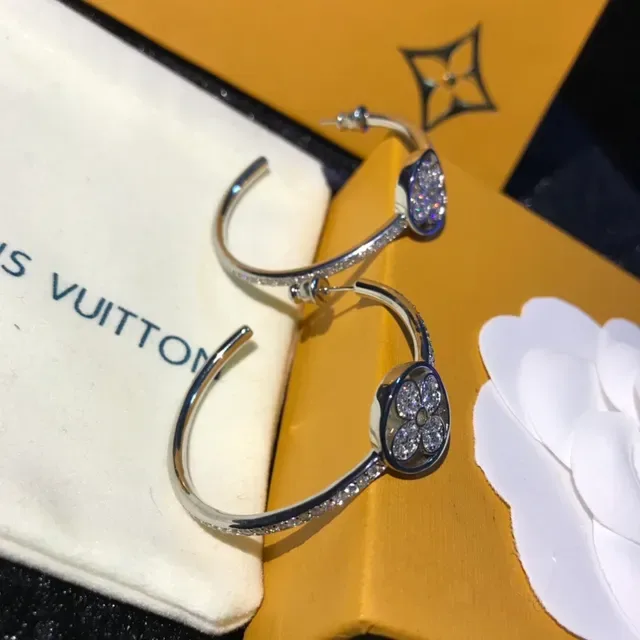 Louis Vuitton Floral Pavé Hoop Earrings 6