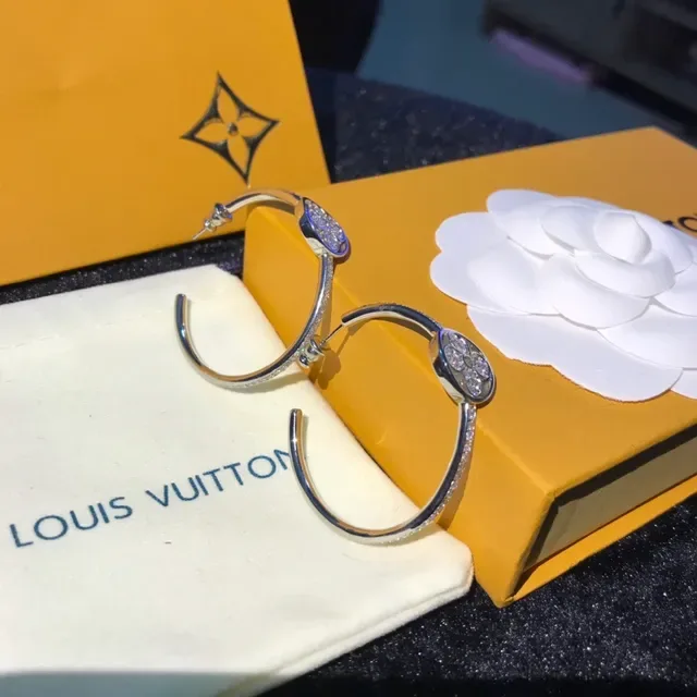 Louis Vuitton Floral Pavé Hoop Earrings 7