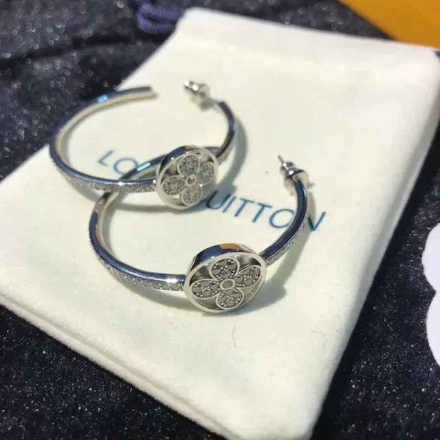 Louis Vuitton Floral Pavé Hoop Earrings 8