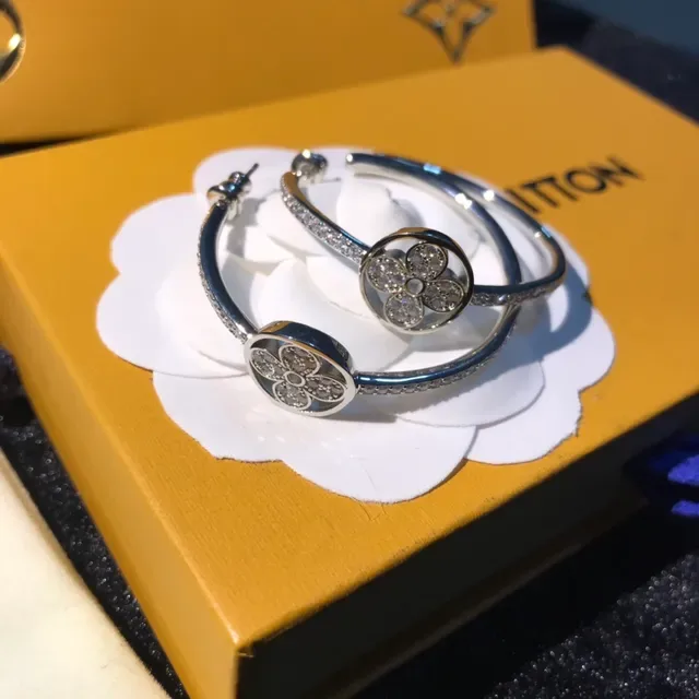 Louis Vuitton Floral Pavé Hoop Earrings 9
