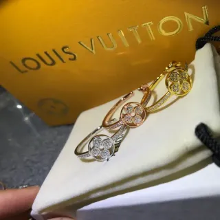 Louis Vuitton Floral Quatrefoil Pavé Hoop Earrings