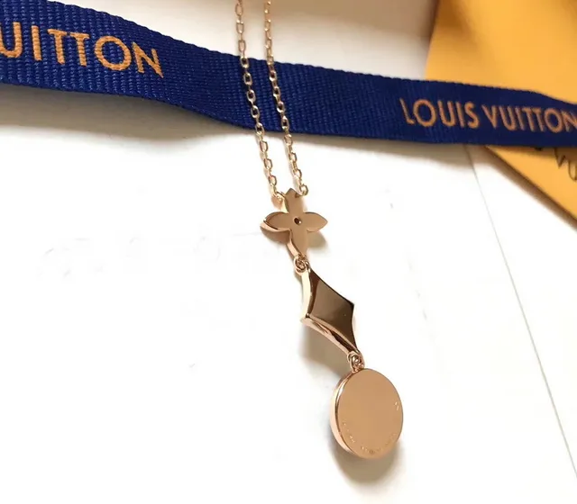 Louis Vuitton Flower Gold Black Chain Triple Quadfoil Pendant Necklace 2