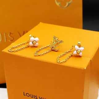 Louis Vuitton Flower Motif Gold-Tone Chain Earrings