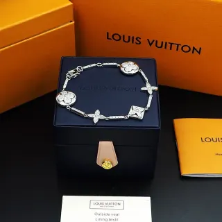 Louis Vuitton Flower Motif Pavé Crystal Silver-Toned Bracelet