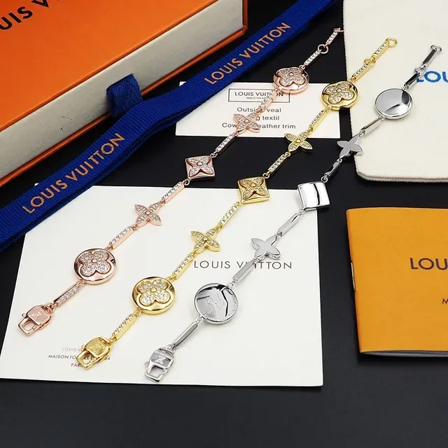 Louis Vuitton Flower Motif Pavé Crystal Silver-Toned Bracelet 2