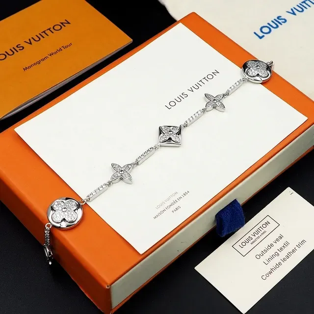 Louis Vuitton Flower Motif Pavé Crystal Silver-Toned Bracelet 6