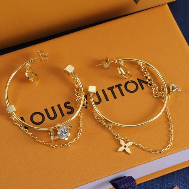 Louis Vuitton Gold Silver Chain-Link LV Monogram Charms Necklace 3