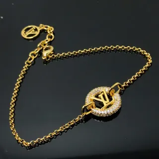 Louis Vuitton Cadena de Oro y Plata Pavé Cristal Halo Pulsera