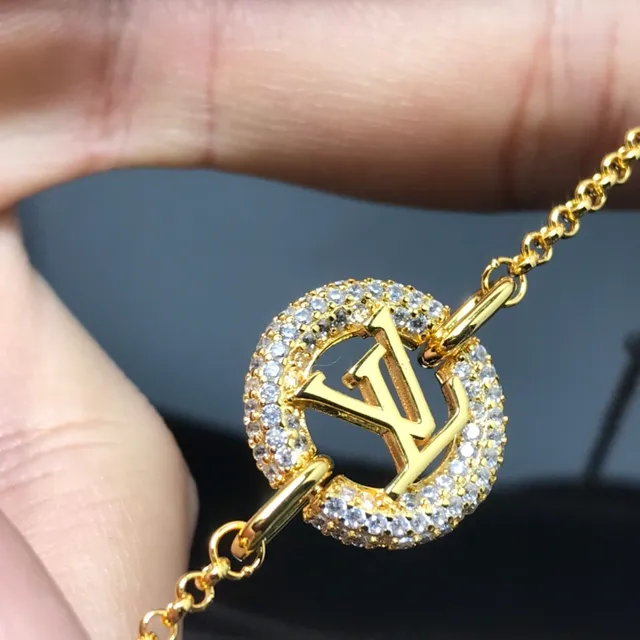 Louis Vuitton Gold Silver Chain Pavé Crystal Halo Bracelet 4